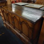 ANTIQUE OAK MULE CHEST WITH DRAWERS