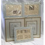 5 ANTIQUE ENGRAVINGS, ANTIQUE PLANS FOR INTERIOR DESIGNS, 3 UNFRAMED AND A PAIR FULLY FRAMED
