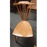 ARTS & CRAFTS OAK UPRIGHT CHAIR WITH CARVED BACK