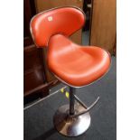 ADJUSTABLE CHROME & UPHOLSTERED BAR STOOL