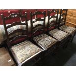 SET OF 4 OLD CHARM STYLE UPHOLSTERED DINING CHAIRS
