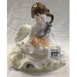 ROYAL WORCESTER FIGURE OF A YOUNG GIRL WITH A CAT NAMED ''SAFE AT LAST'' LIMITED EDITION NO. 7616