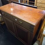 ANTIQUE MAHOGANY DRESSER BASE WITH BRASS DROP HANDLES, 3ft 6'' WIDE