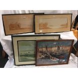 PAIR OF PAINTINGS BY RB WRIGHT OF SCOTTISH LOCHS, SIGNED & DATED 1911 PLUS A PRINT BY GAUSSEN OF THE