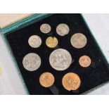 A PROOF 1951 FESTIVAL OF BRITAIN 10 COIN SET FARTHING TO CROWN IN RARE GREEN BOX