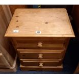 PINE BEDSIDE CABINET WITH 3 DRAWERS