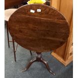 ANTIQUE OAK TIP TOP TEA TABLE WITH PEDESTAL LEGS, 2ft 3'' DIA