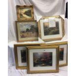 COLLECTION OF 5 GILT FRAMED PRINTS BY THOMAS KINGKADE & A GILT FRAME OIL PAINTING OF MAWNAN SMITH IN