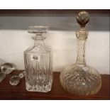2 CUT GLASS DECANTERS, WINE DECANTER