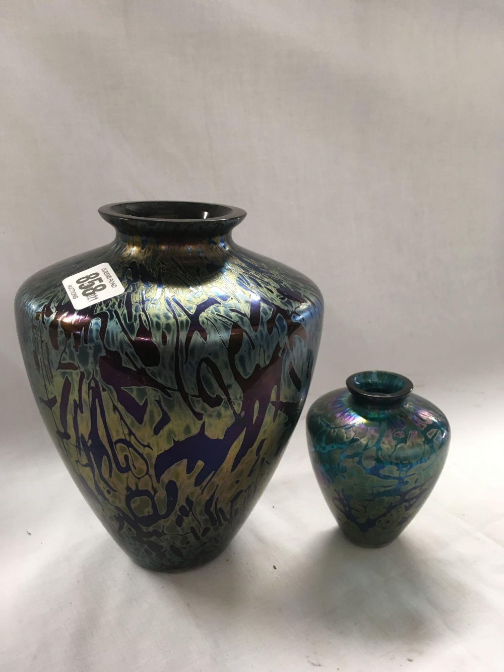 1 LARGE & 1 SMALL ROYAL BRIERLEY ART GLASS VASES - Image 3 of 3