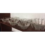 SHELF OF 5 HEAVY GLASS DESSERT BOWLS & JUNKET BOWL