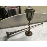 BRASS HORN & DECORATIVE BRASS TABLE LAMP