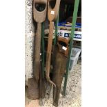 BRASS GARDEN SPRAY PUMP, FORK & SPADE & RIP SAW