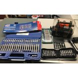 SEALEY 42 PIECES, 3/8TH & 1/2'' SQ DRIVE SOCKET SET, 50 PIECE CORDLESS SCREWDRIVER SET & 1 OTHER -