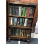 SMALL CARVED OAK BOOKCASE, 3ft HIGH X 21'' WIDE