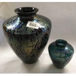 1 LARGE & 1 SMALL ROYAL BRIERLEY ART GLASS VASES