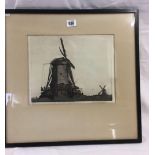 PENCIL SIGNED ETCHING ENTITLED ''THE THREE MILLS'' NUMBERED 2 SIGNED E HESKETH-HUBBARD