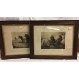 2 OAK F/G PRINTS OF HIGHLAND PONIES AMONG THE HEATHER