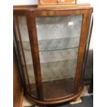 BOW FRONTED MAHOGANY DISPLAY CABINET WITH GLASS SHELVES