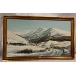 LARGE GILT FRAMED ORIGINAL OIL PAINTING ON BOARD BY MICHAEL D BARNFATHER, TITLED KENTMERE, NEAR