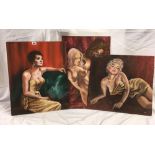 3 PAINTING OF LADIES ON BOARDS