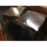 PAIR OF HAND MADE MAHOGANY CARVED TABLES BY McCARES, NAIROBI KENYA