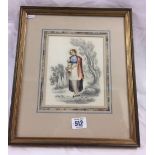 FINE EARLY 19THC PENCIL AND WATERCOLOUR PORTRAIT OF A YOUNG LADY WITH A BASKET OF FLOWERS.