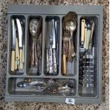 PLASTIC TRAY WITH MISC CUTLERY