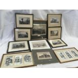 COLLECTION OF 9 VARIOUS COLOURED ENGRAVINGS OF EXETER & 2 F/G BLACK & WHITE PRINTS OF SCENES IN