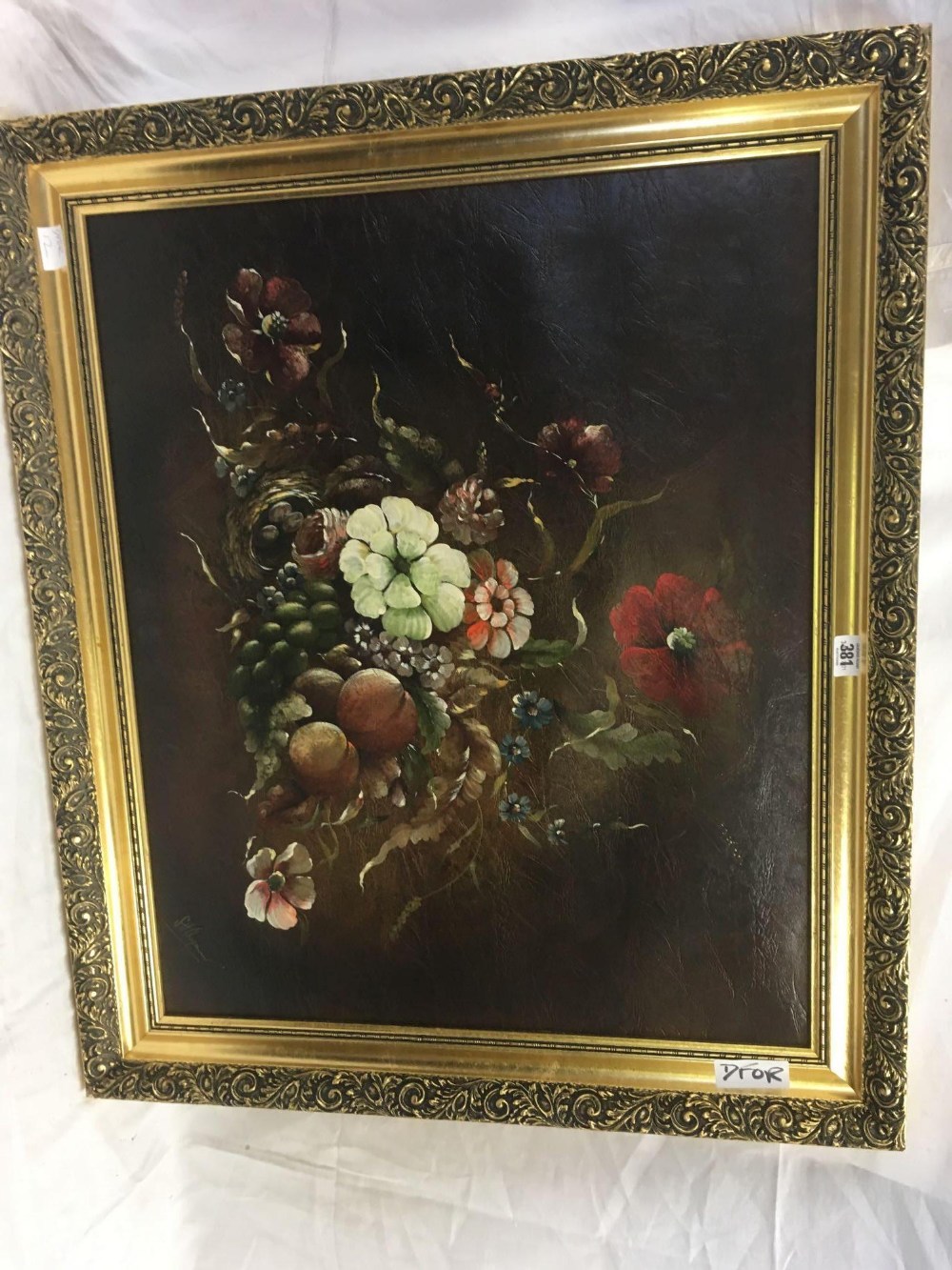 GILT FRAMED OIL OF STILL LIFE BY SH CHAPMAN, 33'' X 28''