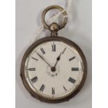 A VICTORIAN LADIES SILVER FOB WATCH