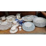 SHELF WITH JOHNSON BROTHERS SULTANA PATTERN PLATES ETC, MON JARDIN VILLEROY & BOCHE CHINAWARE & 3