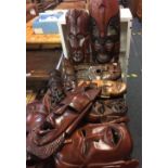 CARTON OF MISC AFRICAN WOOD MASKS