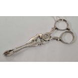 PAIR OF EARLY SILVER SCISSORS ACTION CLAW END SUGAR TONGS