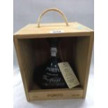 BOTTLE OF TAWNY PORT IN WOOD DISPLAY CASE