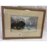 WATERCOLOUR, A SCENE NEAR THE MEETING OF TWO WATERS, RIVER WHARF, BOTTOM WOOD INDISTINCTLY SIGNED.