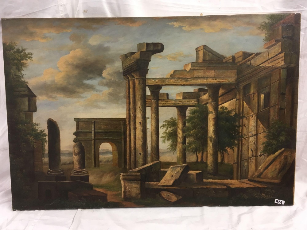 GILT FRAMED FLOWER PAINTING & A CANVAS PAINTING OF RUINS SIGNED - SEE PICTURE ATTACHED - Image 5 of 6
