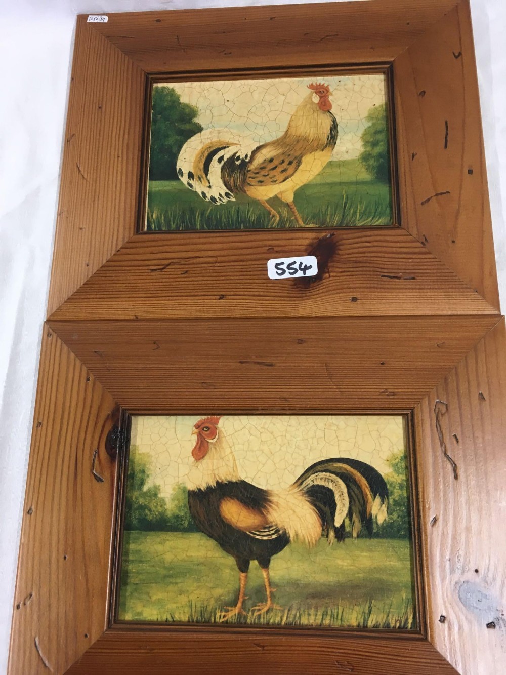 PAIR OF PINE FRAMED PORTRAITS OF RARE BREED COCKERELS TOGETHER WITH A LARGER PICTURE OF A COCKEREL - Image 3 of 3