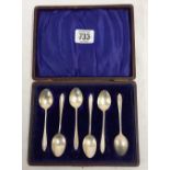 A SET OF 6 SILVER COFFEE SPOONS IN BOX