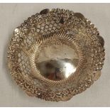 A VICTORIAN SILVER DISH WITH EMBOSSED BOARDER, B'HAM 1897