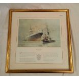 PAIR OF PORTRAIT PRINTS OF A LARGE STEAM SHIP BY COLIN VERITY, ONE ENTITLED CITY OF BENARES MOORED