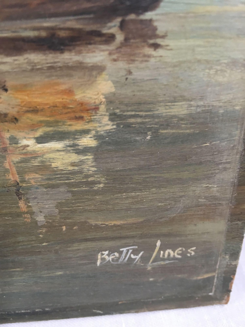 PAINTING OF SHIPS ON A BOARD & A PAINTING OF LANDSCAPE SCENE WITH RIVER ON BOARD - Image 3 of 6