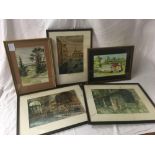 5 WATERCOLOUR PICTURES, VARIOUS GENEDRES / AGES