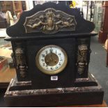 LARGE VICTORIAN BLACK SLATE CLOCK