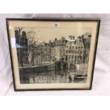 GOOD BLACK & WHITE ETCHING OF AMSTERDAM, SIGNED AND INSCRIBED IN PENCIL H E ROODENBURG DATED 1930