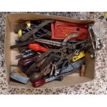SMALL CARTON OF MAGNETO SPANNERS & OTHER ENGINEERS PLIERS & SMALL TOOLS