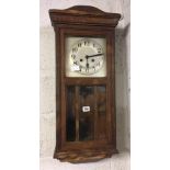 OAK FRAMED STRIKING PENDULUM WALL CLOCK A/F