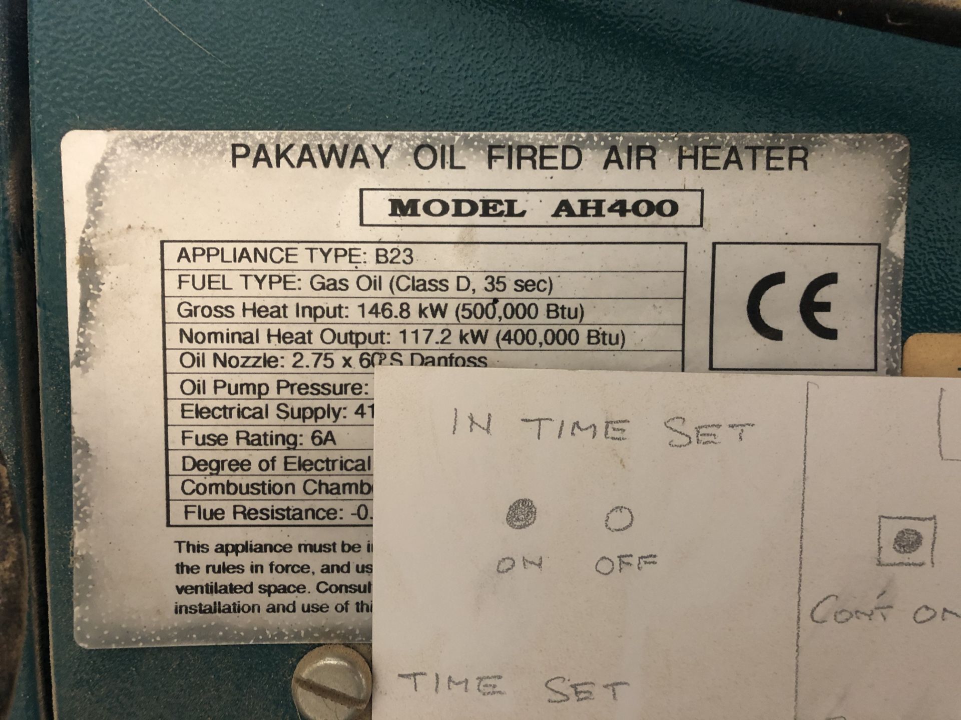 Benson AH400 Pakaway Oil Fired Air Heater - Image 5 of 10