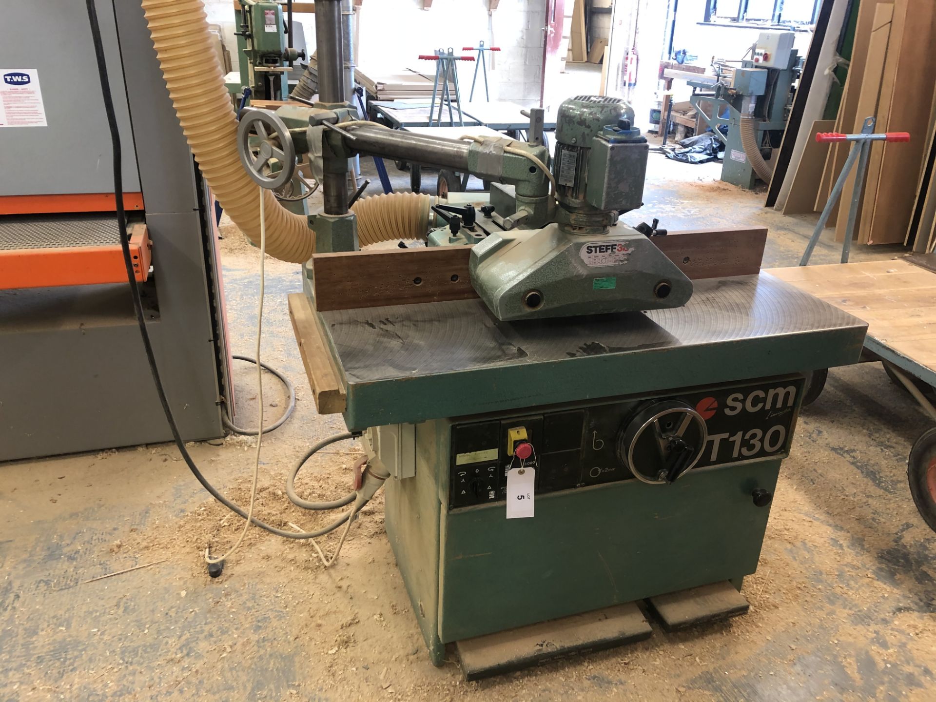 SCM T130N Spindle Moulder with Steff 38 Power Feed Unit