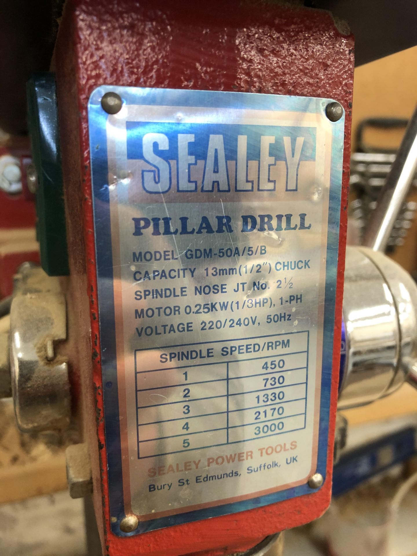 Sealey GDM-50A/5/B Pillar Drill - Image 5 of 5